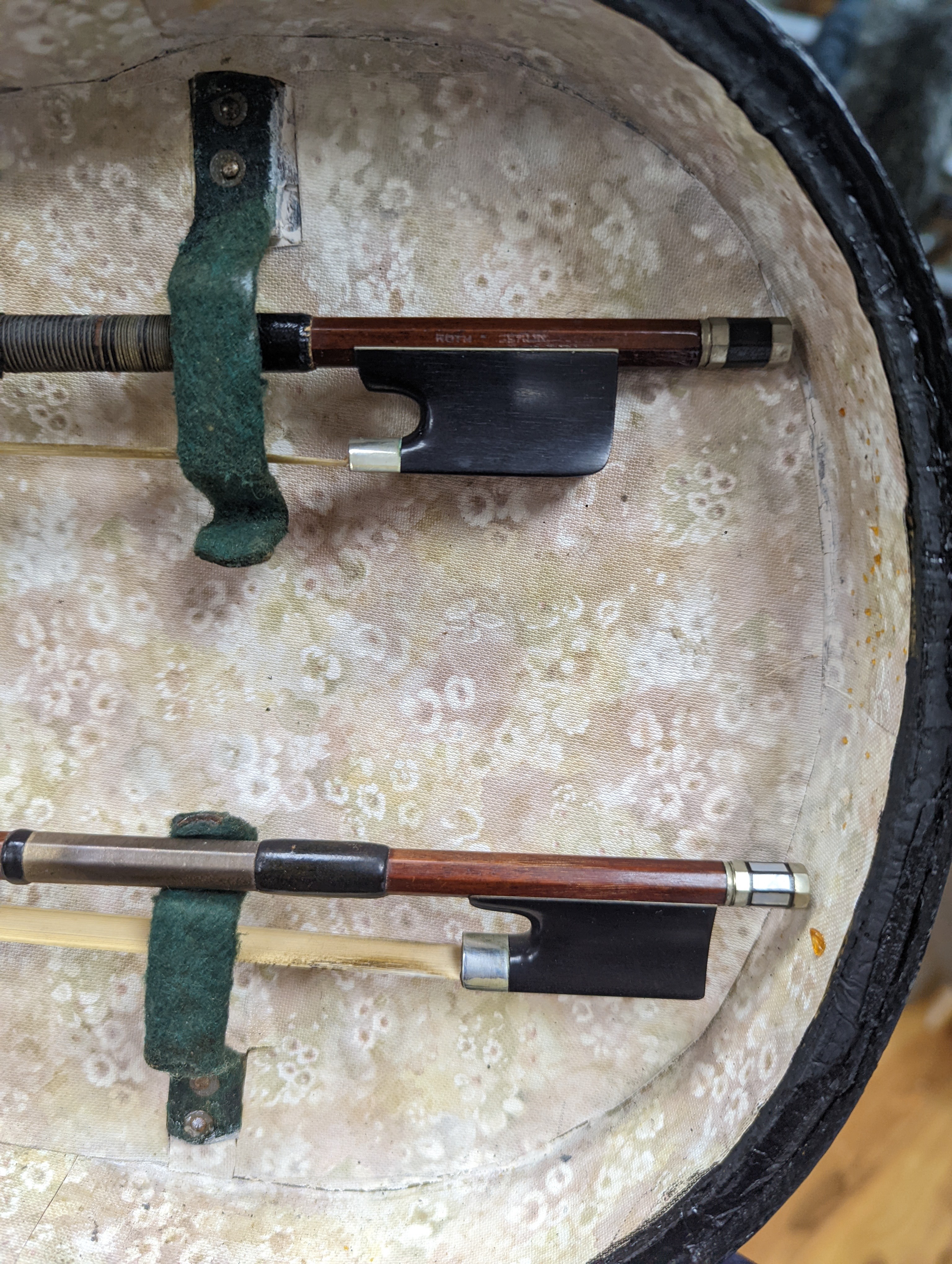 Two cased violins and bows, one with ‘Antonius Straduarius Cremonensis Faciebat Anno 17/13 Made In Czechoslovakia’ label to interior